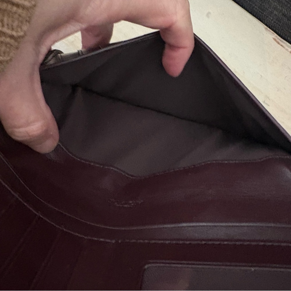 COACH Continental Wallet in Refined Leather with Oxblood Gold Accents - Picture 11 of 15